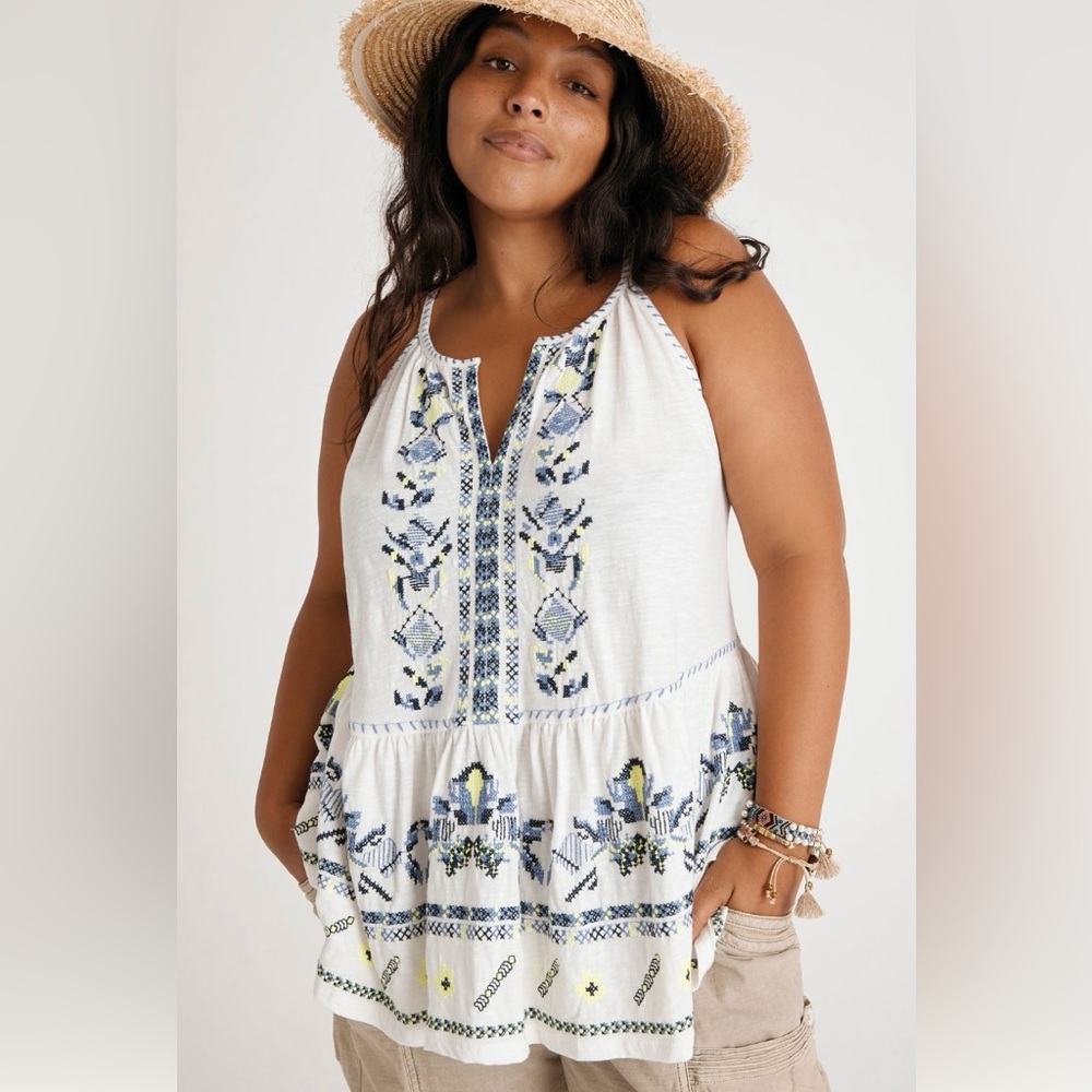 ANTHROPOLOGIE Maeve Neela Embroidered Top